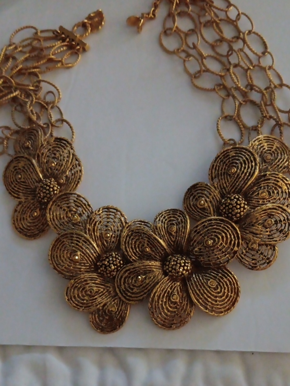 Jose And Maria Barrera Gold Floral Cluster Necklace for Women